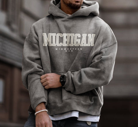 Sukestyle Michigan USA Casual Hooded Sweatshirt