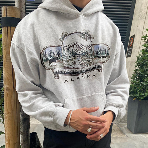 Sukestyle Alaska Print Vintage Easy-Match Sweatshirt