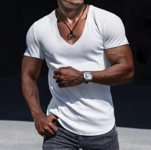 Sukestyle Casual Fashion V-Neck Men's T-Shirt