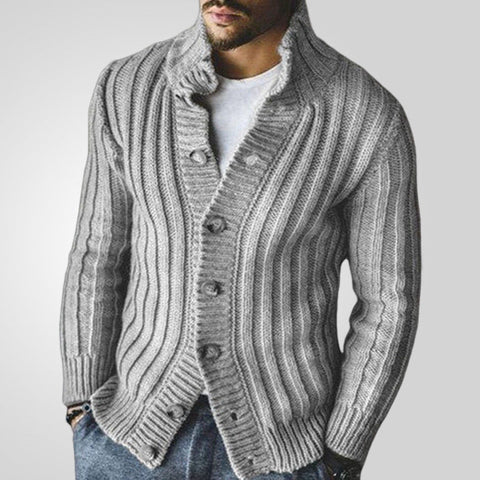 Sukestyle Casual Single-breasted Knitted Sweater, Lapel Long-sleeved Sweater Jacket