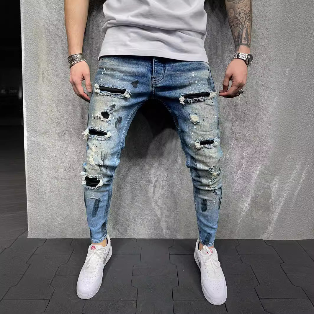 Sukestyle Men's Slim-Fit Ripped Jeans