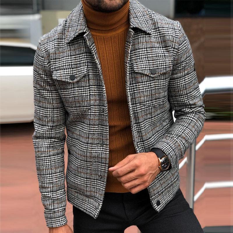 Sukestyle Fashion Slim Casual Plaid Jacket