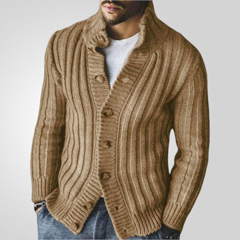 Sukestyle Casual Single-breasted Knitted Sweater, Lapel Long-sleeved Sweater Jacket