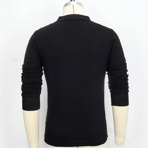 Sukestyle Striped Splicing Business Long Sleeve Polo Shirt