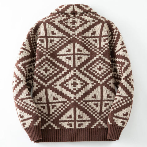 Sukestyle Vintage Casual Geometric Jacquard Knitted Sweater