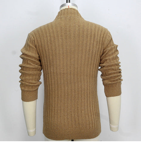 Sukestyle Casual Single-breasted Knitted Sweater, Lapel Long-sleeved Sweater Jacket