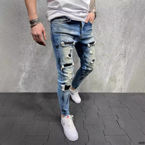 Sukestyle Men's Slim-Fit Ripped Jeans