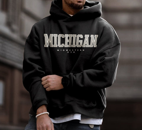 Sukestyle Michigan USA Casual Hooded Sweatshirt