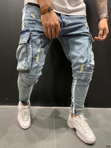 Sukestyle Trendy Ripped Zipper Jeans